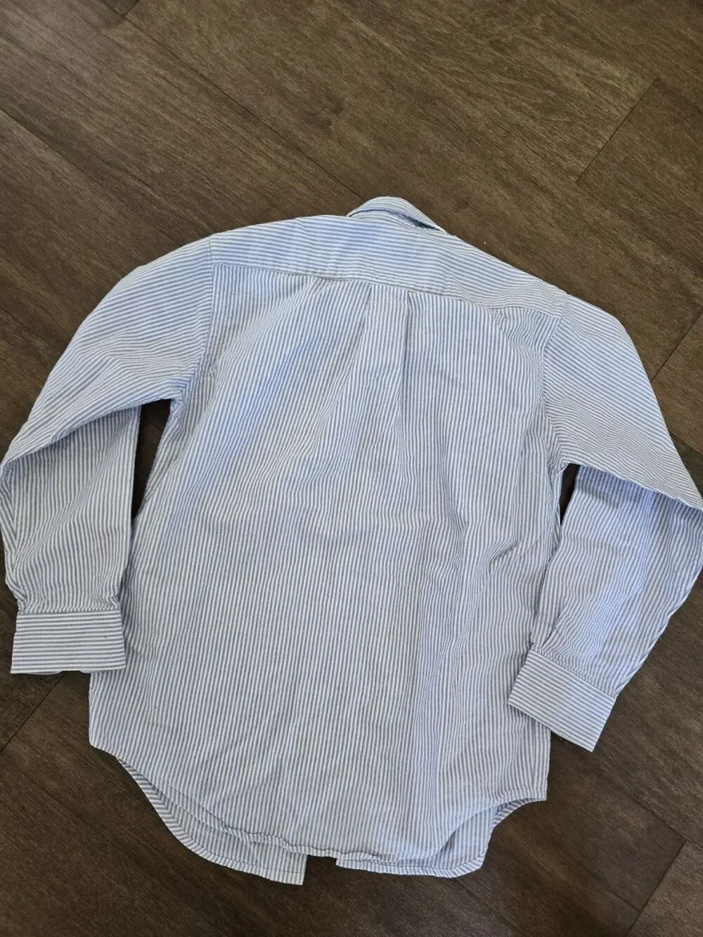 Ralph Lauren Polo Boys Blue Striped Collared Dress Shirt Size 12